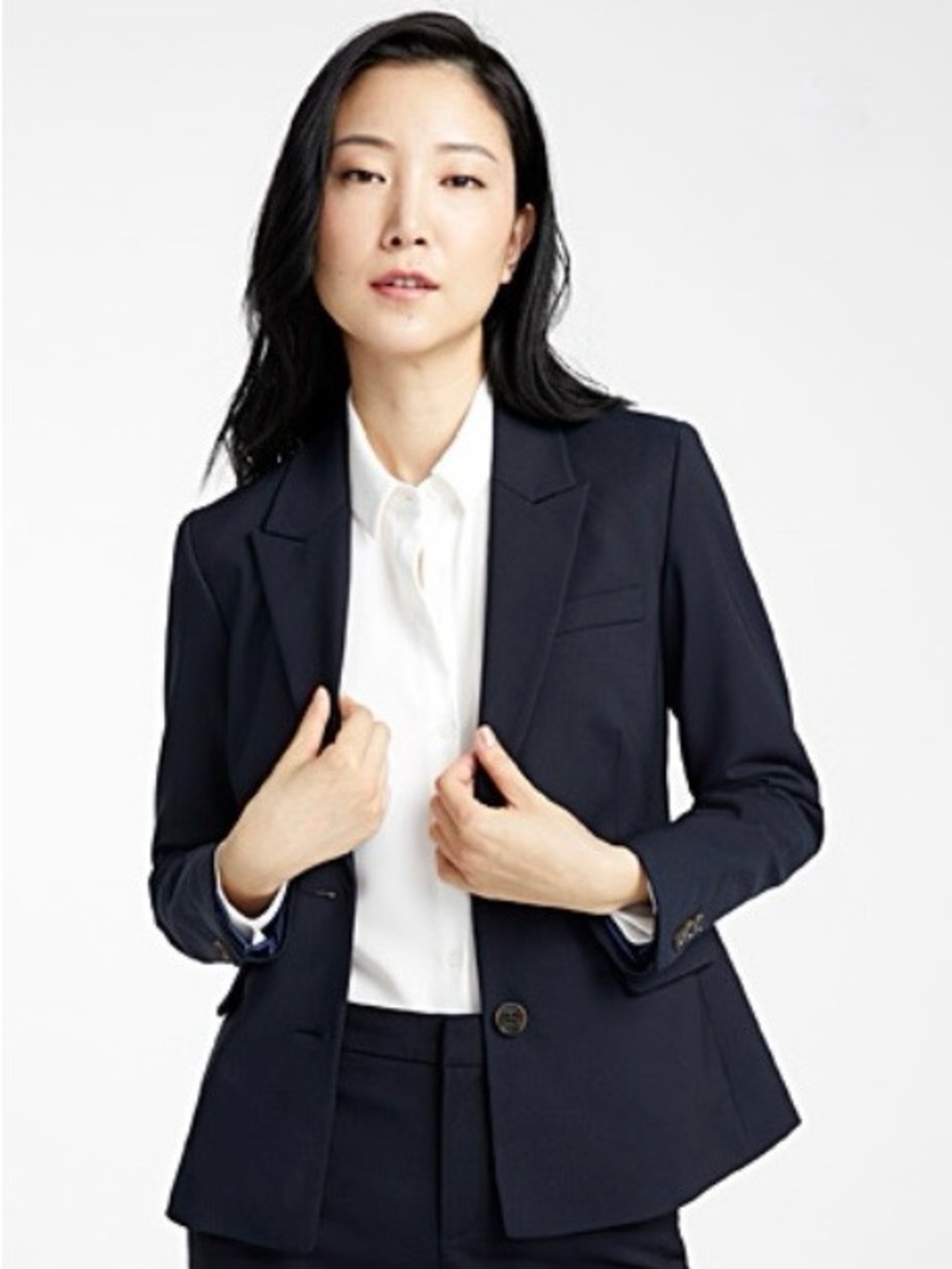 Tailored Navy Blazer Suit (Jacket and Pants) for Women